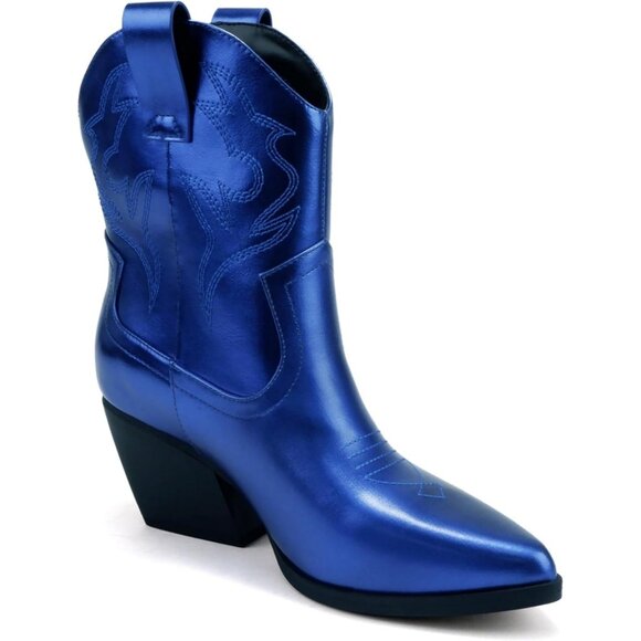 Blazing Ankle Boot bWomen Blue Pointe ToeLow Heel - Picture 5 of 6